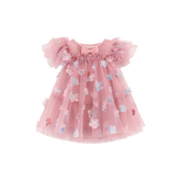 ANGELS FACE BABY DRESS WITH PETALS, TULLE AND BOW